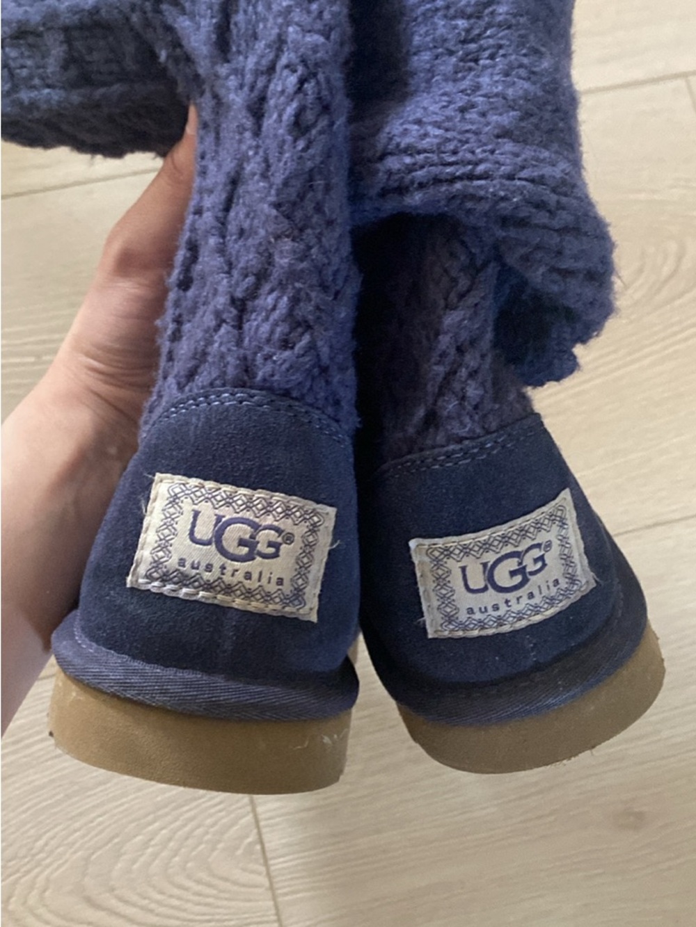 UGG Navy Knit Cuff Boots